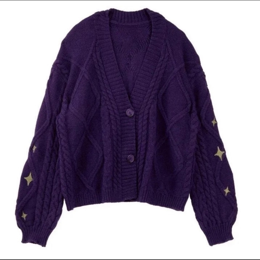 NWT Taylor Swift Speak Now Taylor's Version Cardigan Purple Gold Stars Size M/L
